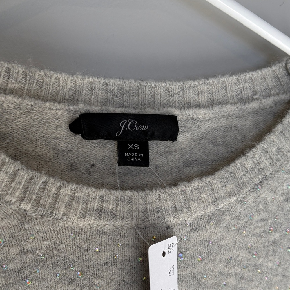 J. Crew Light Gray Sweater with Sparkle Accents - xs NWT - Picture 5 of 16